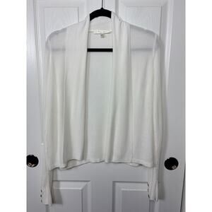 Cyrus Knit White Open Cardigan Button Sleeve Size L Lightweight & Cozy Layer
